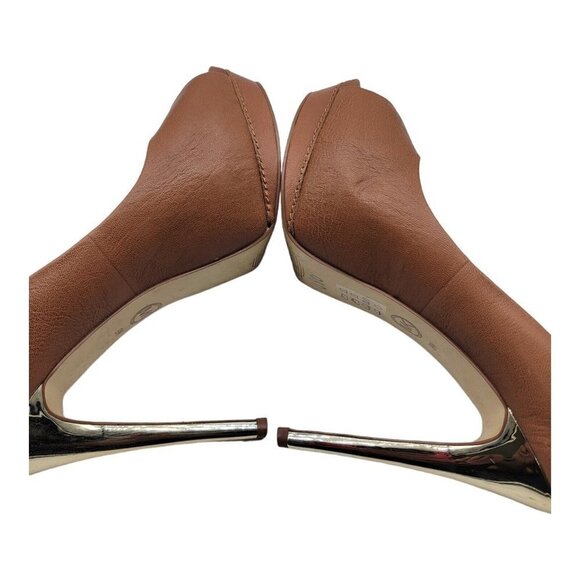 Michael Kors York Brown Leather Open Toe Platform Pumps Women's Size 9M* - Picture 5 of 7